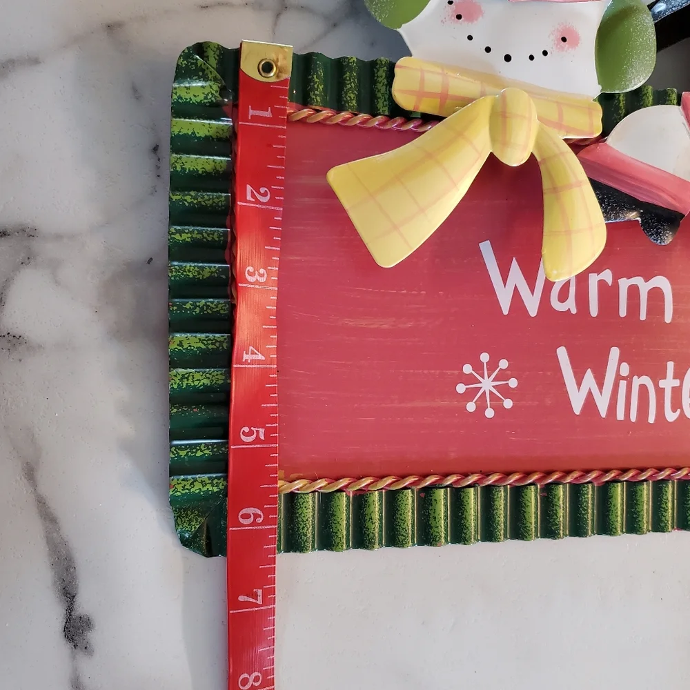 Warm Winter BLESSINGS Snowman Metal Wall Hanging